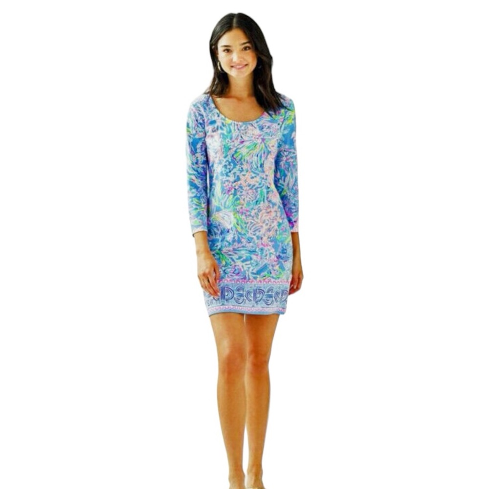 ✨🤩NWT Lilly Pulitzer Beacon Engineered Knit Dress All Together Now Multi S~XS